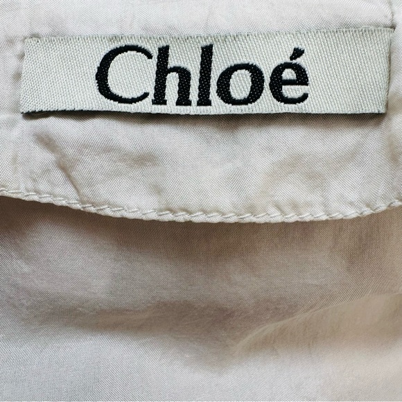 Chloe 100% silk light gray ruffled embellished blouse top - Picture 11 of 12